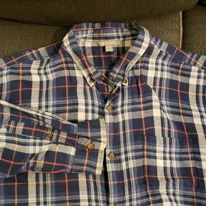 Long sleeve men's plaid gauze material type shirt